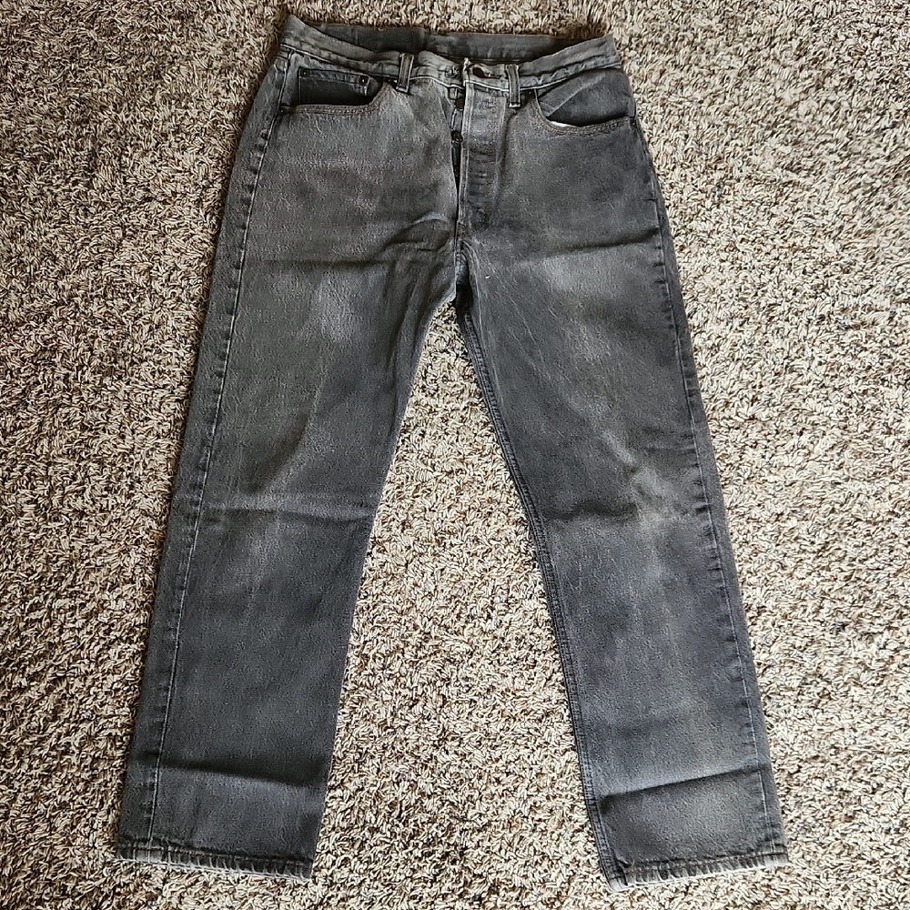 Vintage Levi's 501's Men's Charcoal Straight-Leg Jeans